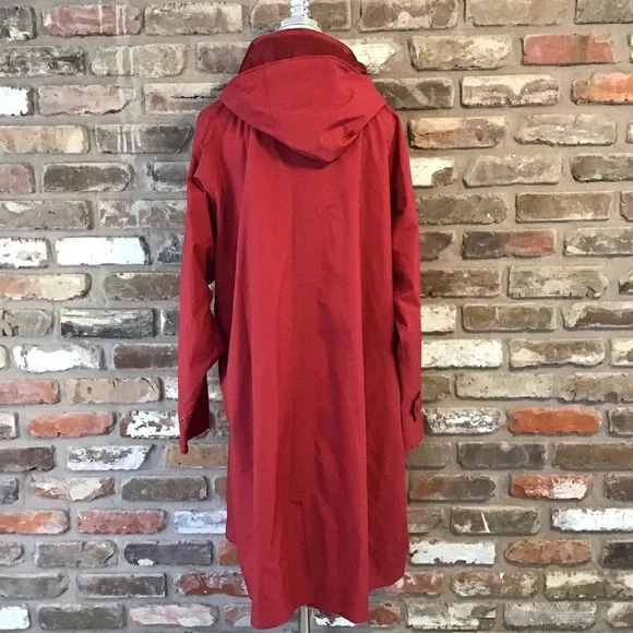 L.L. Bean Women's Red Hooded Trench Coat Rain Jacket 3X
